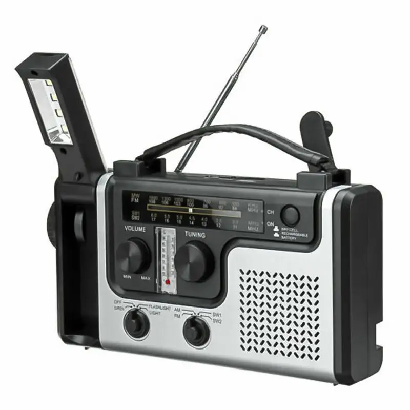 

Emergency Radio 1200mAh Hand Crank Solar Emergency Radio Emergency Light Reading Lamp Power Bank Thermometer for Home