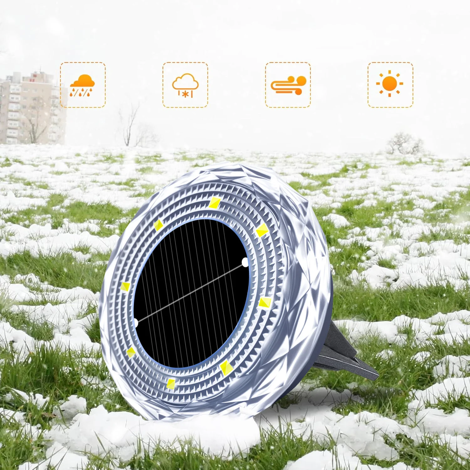 4Pack Outdoor Solar Ground Buried Light Crystal Diamond Texture Courtyard Night Lamp Landscape Decor Garden Solar Lights