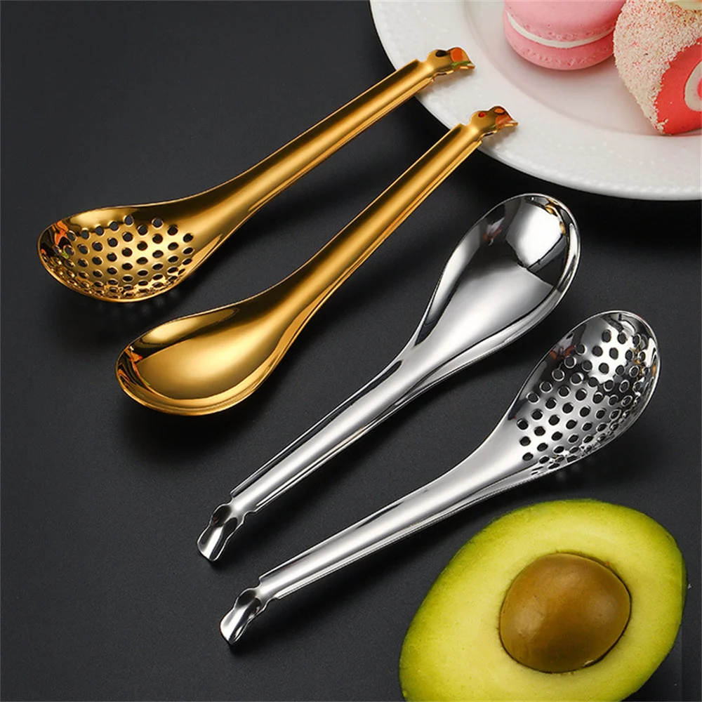 304 Stainless Steel Strainer Spoon Creative Titanium-Plated Multifunctional Western Dining Spoons Kitchen Soup Spoon Colander