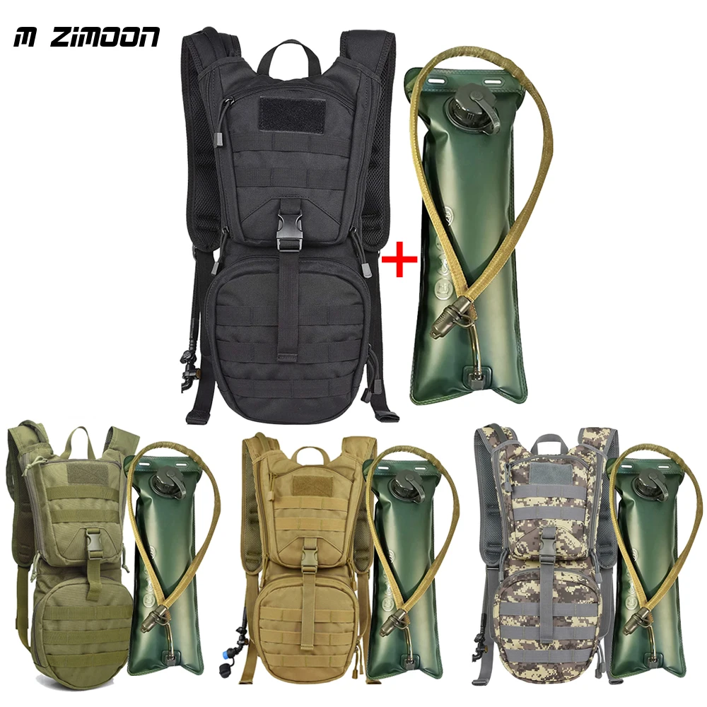 Mochila táctica 2 en 1 con vejiga de agua, bolsa militar de hidratación para ciclismo al aire libre, montañero, bolsa de almacenamiento de agua