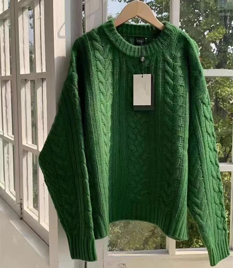 

Twists Knitted Sweater Pullover Sueter Mujer Invierno 2024 Oversized Tricot Lazy Oaf Harajuku Vintage Korean Green Blusa Termica