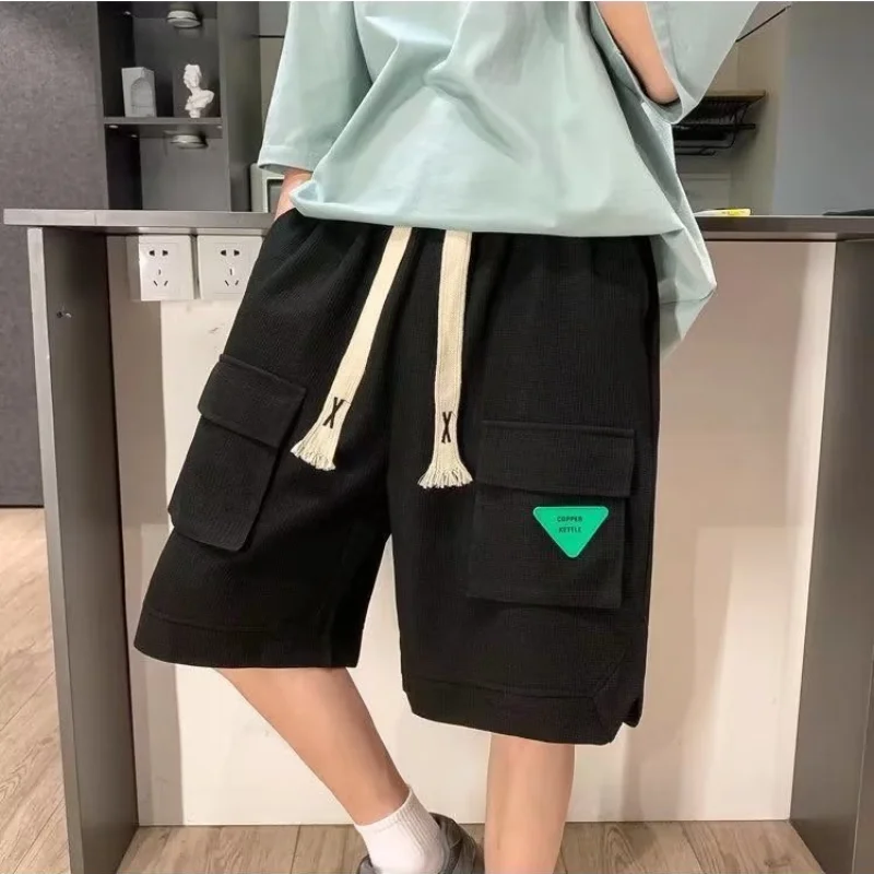 

Men's Summer Cargo Shorts Retro Solid Color Functional Solid Color Trendy Loose Sports And Leisure Large Size Straight Shorts