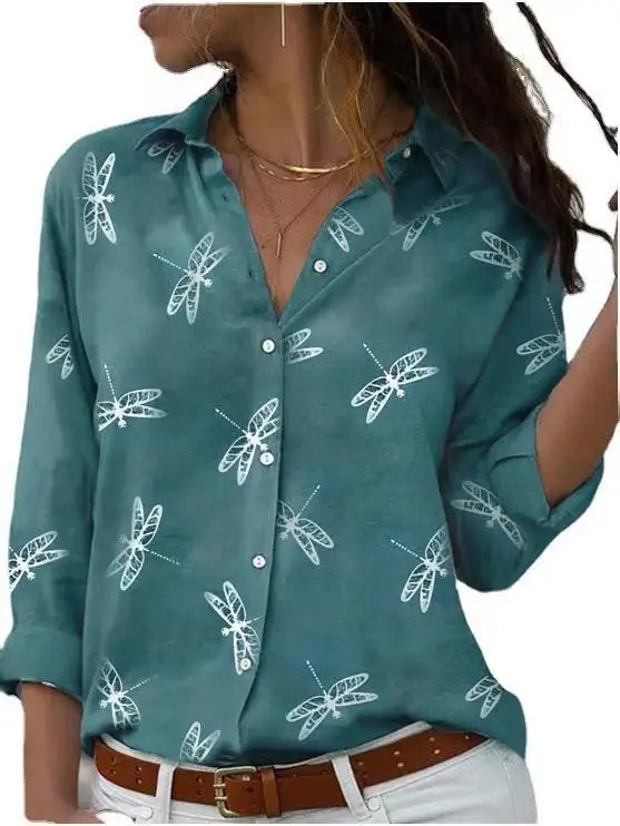 Office Ladies Animal Print Shirt Blouse Women Spring Summer Fashion Button Short Sleeve Shirts For Women 2023 Casual Loose Top