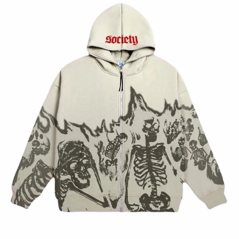 2022autumn and winter new American retro anime skull hoodie Y2Kfemale models gothic high street casual couples Sweatshirt Hoodie