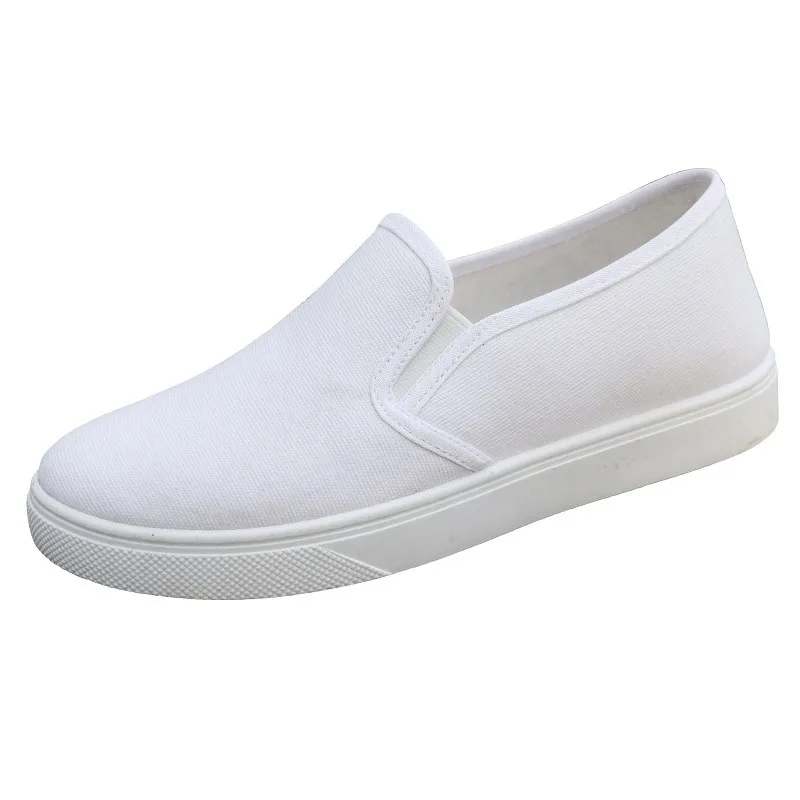 White Slip On Canvas Shoes Non Slip Flat Work Nurse Casual Sneakers Unisex
