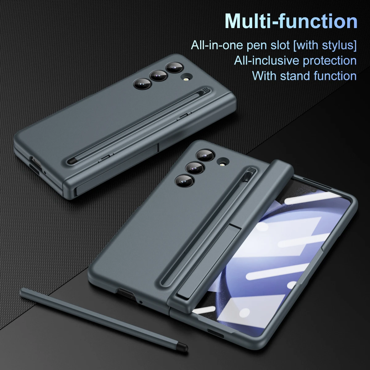 For Samsung Galaxy Z Fold 6 Case Skin-Friendly Touch Pen With Tempered Film Hinge All-inclusive Bracket Folding Shockproof Cover