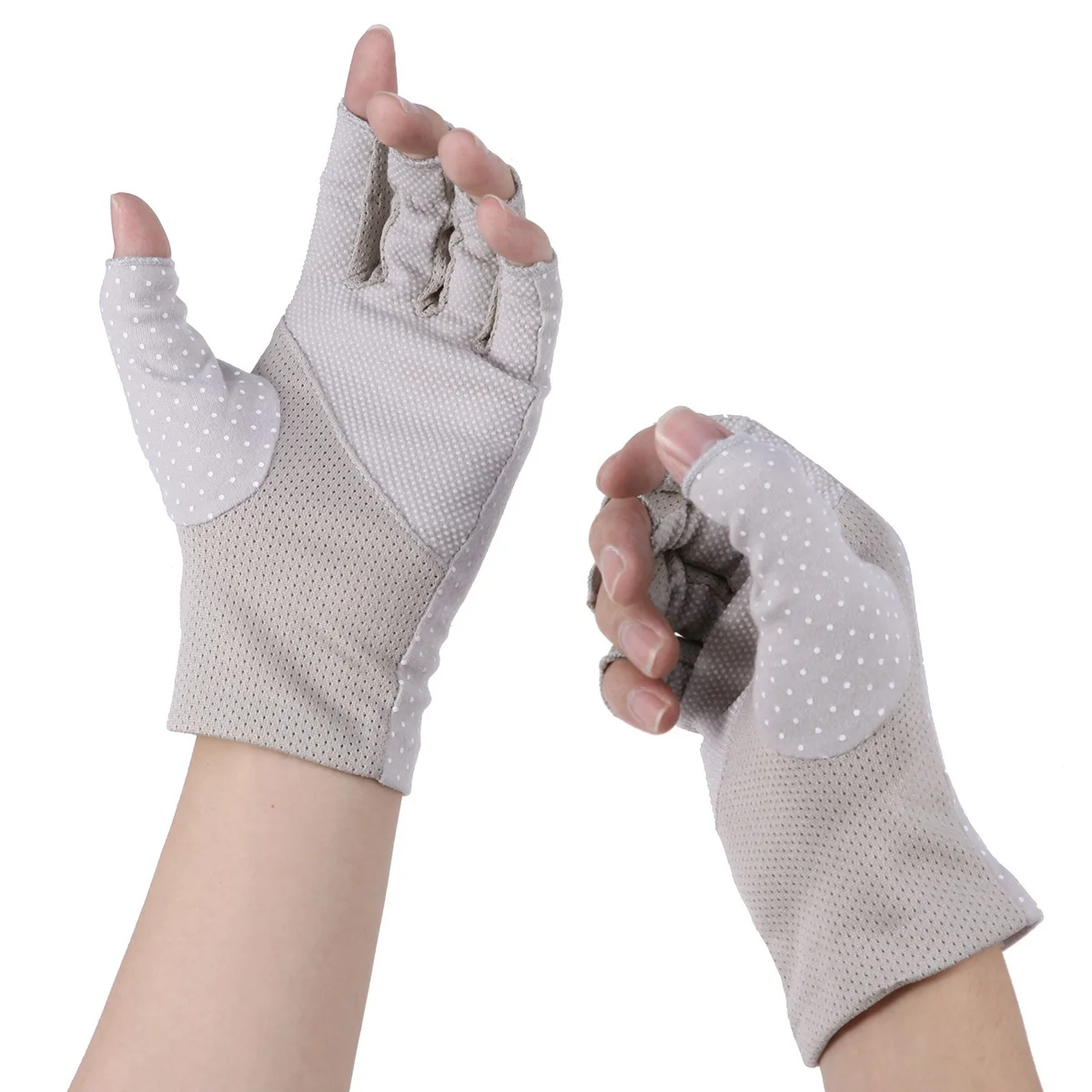 

1Pair Fingerless Gloves for Women Sunblock Lightweight Cotton Workout Mitten Grey Uv Protection Gloves for Women