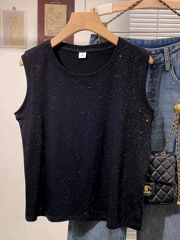 Fashionable Women's Loose Starry Night Tank Top Shirt Inner Wear Base Layer High Waist Slimming Advanced Feelings Summer T-Shirt
