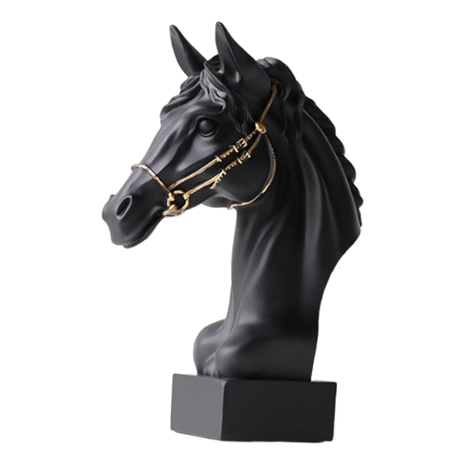 Horse Head Statue Resin Animal Figurine Sculpture Tabletop Ornament Artistic Decor Lifelike Carving Suitable for Birthday Roo