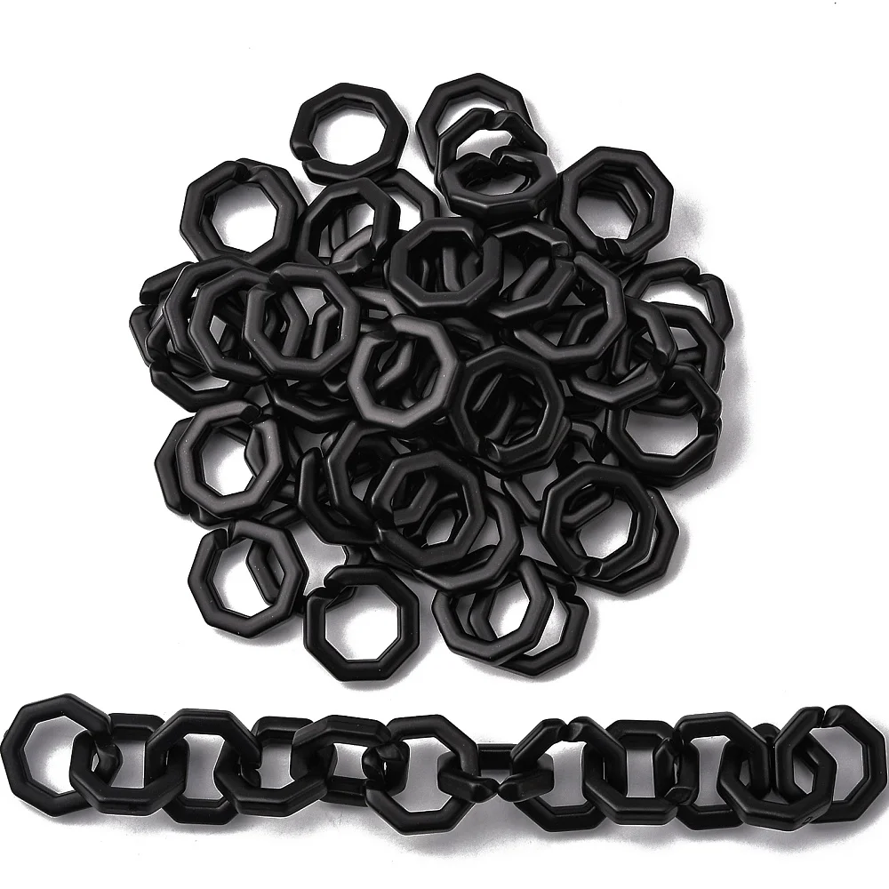 250pcs/500g Black Acrylic Linking Rings for Strap Chain Quick Link Connectors for Earring Necklace Jewelry Eyeglass Chain DIY