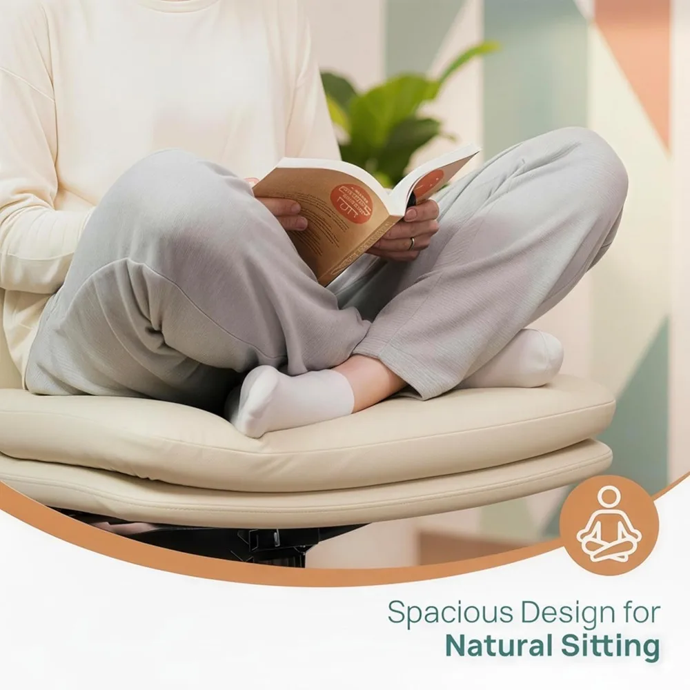 كرسي مكتب NYPOT بدون ذراع مع عجلات للجلوس المتقاطع - كرسي متقاطع بأرجل واسعة بدون ذراع - كرسي قابل للتعديل 360 درجة ° دوار S #4