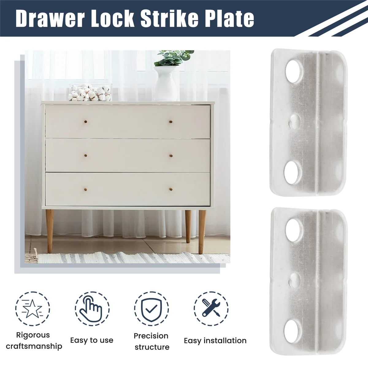 NN89R 10 szt. Srebrny Metalowy Zamek Kątowy do Szuflady do Domu i Biura