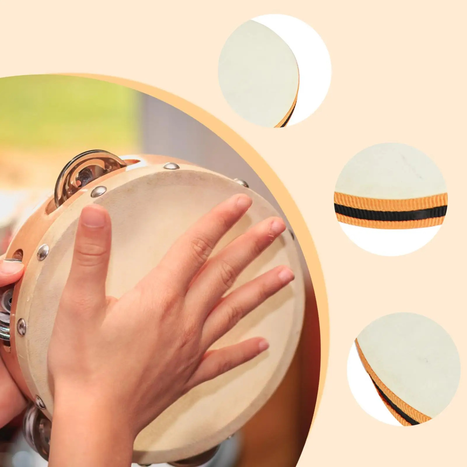 أداة صوت طبلة يدوية مقاس 8 بوصات أداة قرع طبلة محمولة على الوجهين للتأمل واليوجا والكبار والأطفال #1