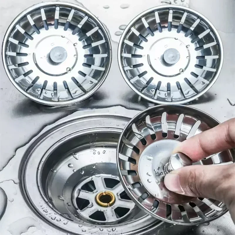 Kitchen Sink Sewer Strainer Basin Drain Stopper Stainless Steel Sink Waste Plug Filter Anti-clog Floor Drain Kitchen Accessories