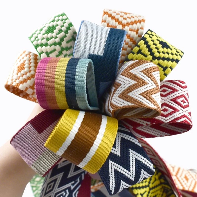 1/2/3/5Meters 38mm Jacquard Webbing Tapes for Strap Ethnic Ribbon Band Luggage Decorative Bias Binding DIY Sewing Accessories