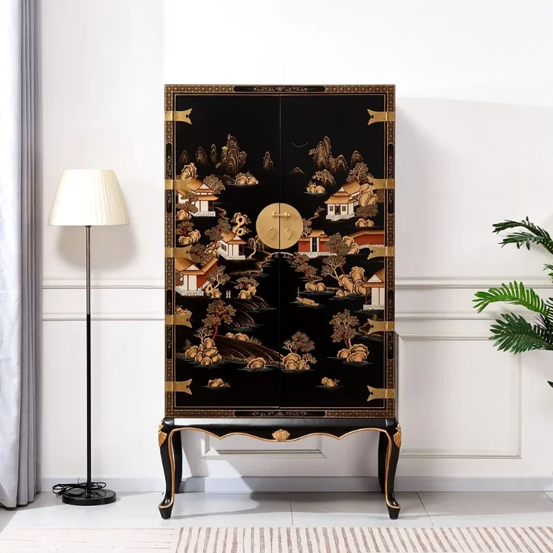 

Neoclassical hand-painted shoe decorative solid side porch cwood fragrant camphor wood wardrobe