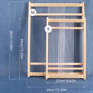 QJH-Engrand-Kit aus Holzweberei, Bodenrahmen, Lernen Sie zu weben, frühes Anfänger, Wandteppichset, Wanddekoration mit Webstuhl und Werkzeugen 7 Hauptumsatz großer Verkauf - №5