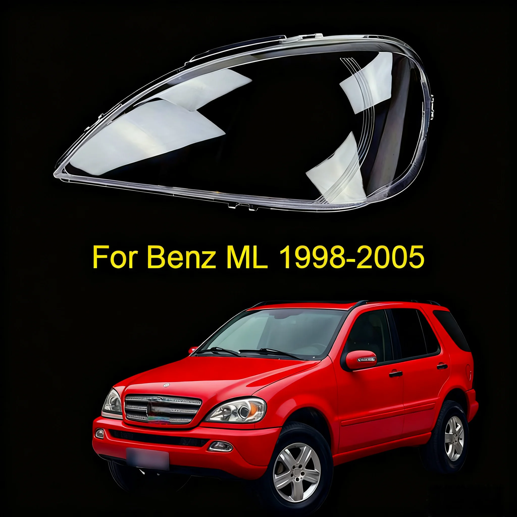 

For Mercedes-Benz ML Class W163 1998-2005 Headlight Housing Protection Glass Cover Headlamps Transparent Shell Lens