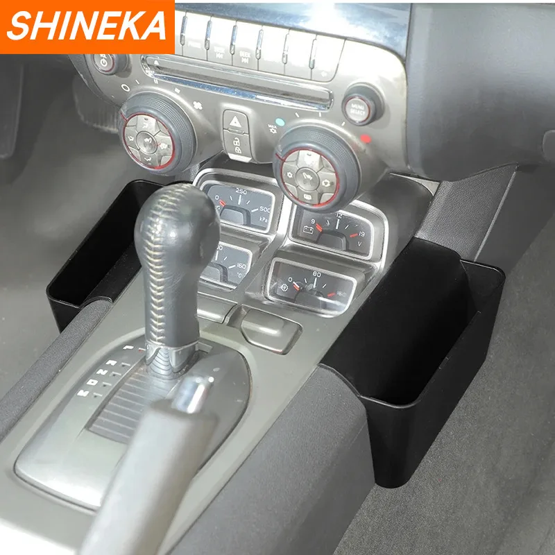 SHINEKA صندوق تخزين ناقل الحركة للسيارات منظم لسيارة شيفروليه كامارو 2010 2011 2012 2013 2014 2015 ملحقات داخلية #5