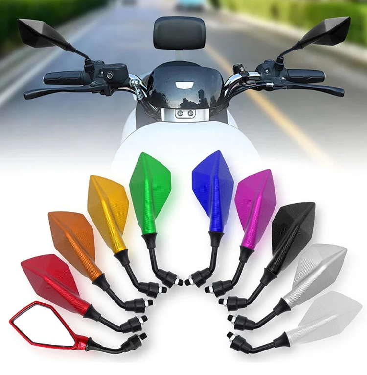 Par de espelhos retrovisores universais para motocicleta com ângulo amplo