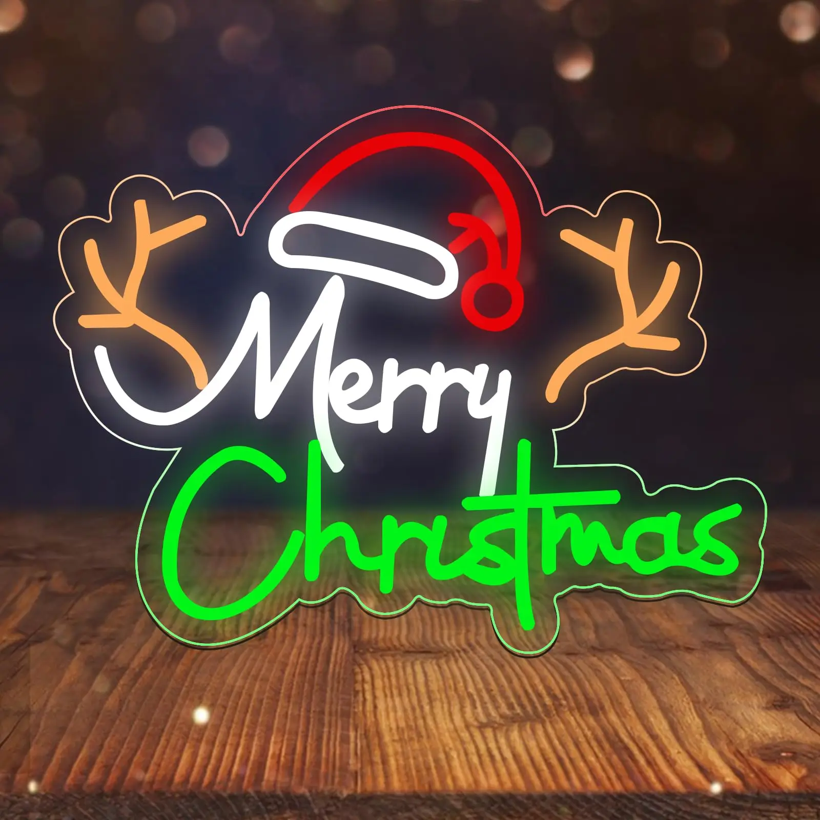 

Merry Christmas Neon Signs With Hat Dimmable LED Light Sign Decor for Christmas Party Home Bar Xmas Holiday Festival Gift