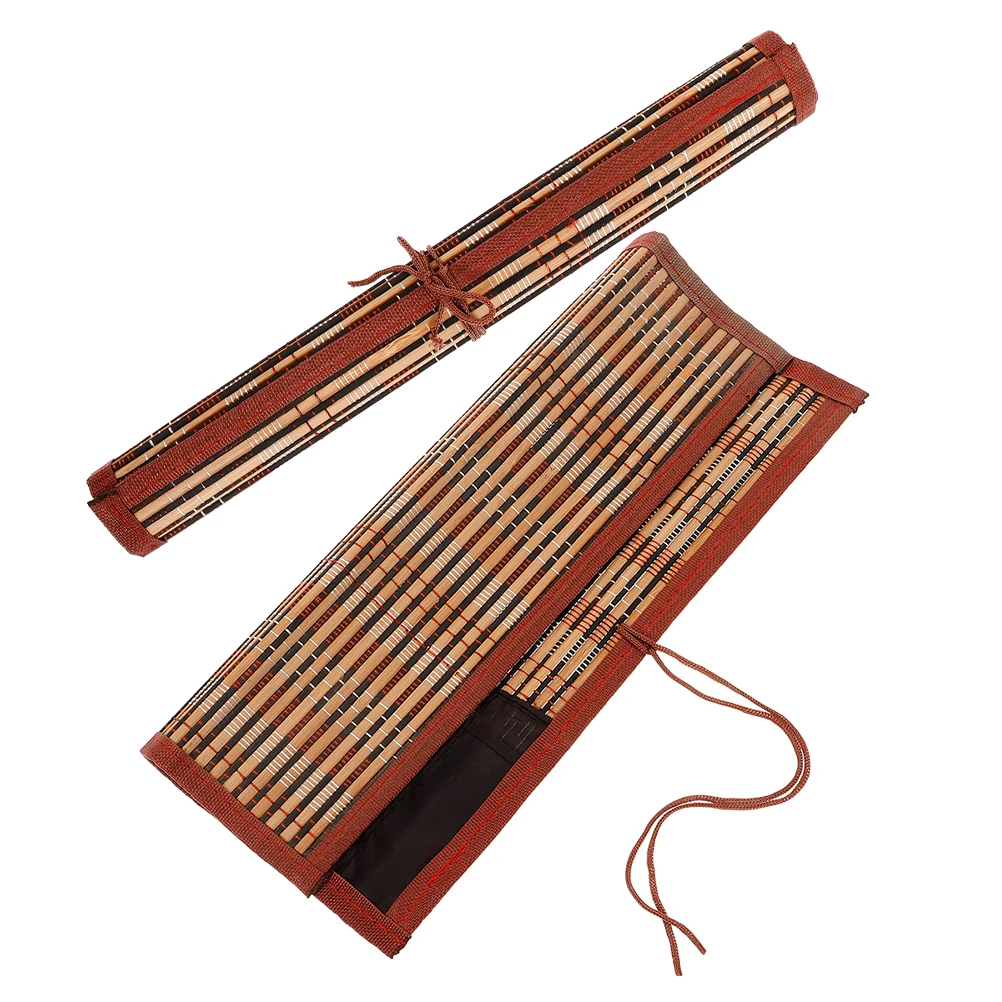 

2pcs Retro Calligraphy Brush Roll Bag Durable Bamboo Vintage Pen Storage Organizer Portable Paint Brush Holder Case For Artists