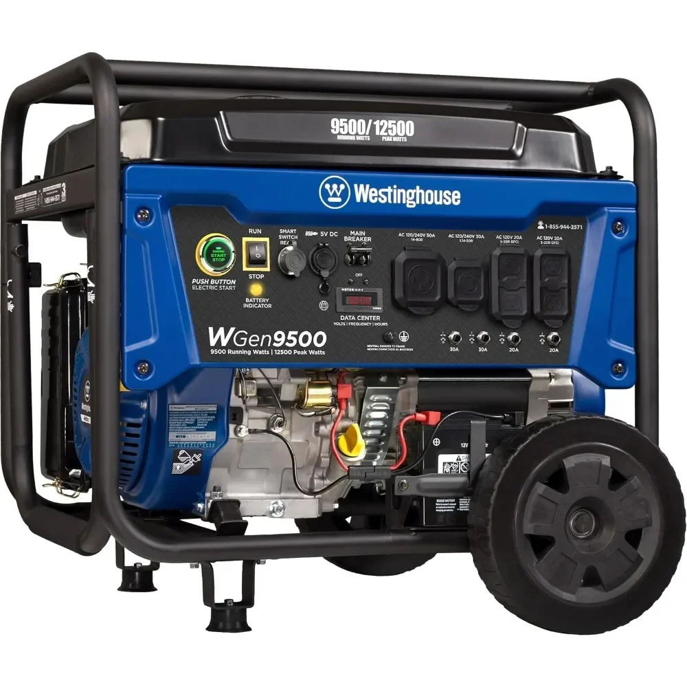 Portable Generator, Gas Powered, Outdoor Power Equipment 12500 Peak Watt Home Backup , Remote Electric Start with Auto Choke