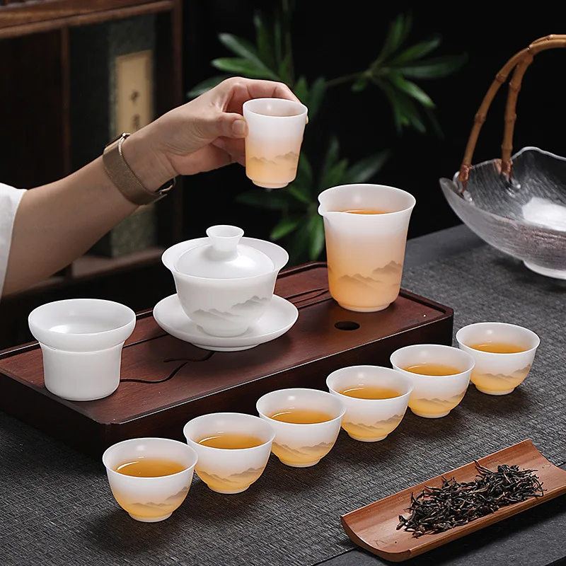 Light Luxury Ceramic Tea Set Chinese Aesthetics Lounge Ceremony Kung Fu Design Tea Set High Quality Juego De Te Home Furniture