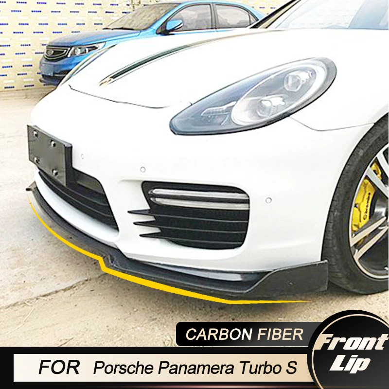 

Car Front Bumper Lip Splitters For Porsche Panamera Turbo S 2014-2016 Front Bumper Lip Chin Protector Apron Guard Carbon Fiber