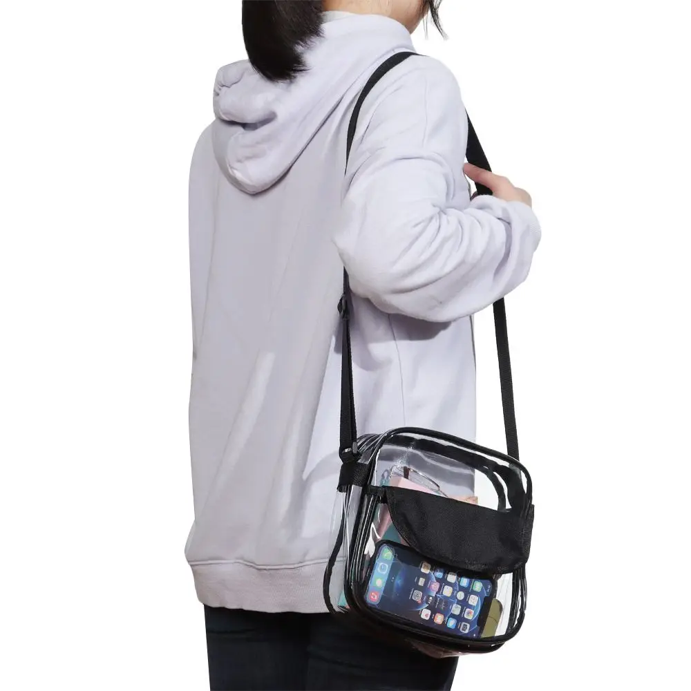 Unisex Front Pocket Sports Clear Bag Backpack Transparent Purse PVC