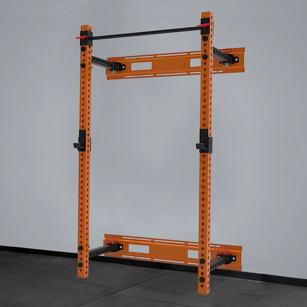 

Back Wall Mount Squat Home Use Fitness Equipment Foldable Adjustable Space-saving Multi-grip Bar Squat Rack for Home Gym Rack 2