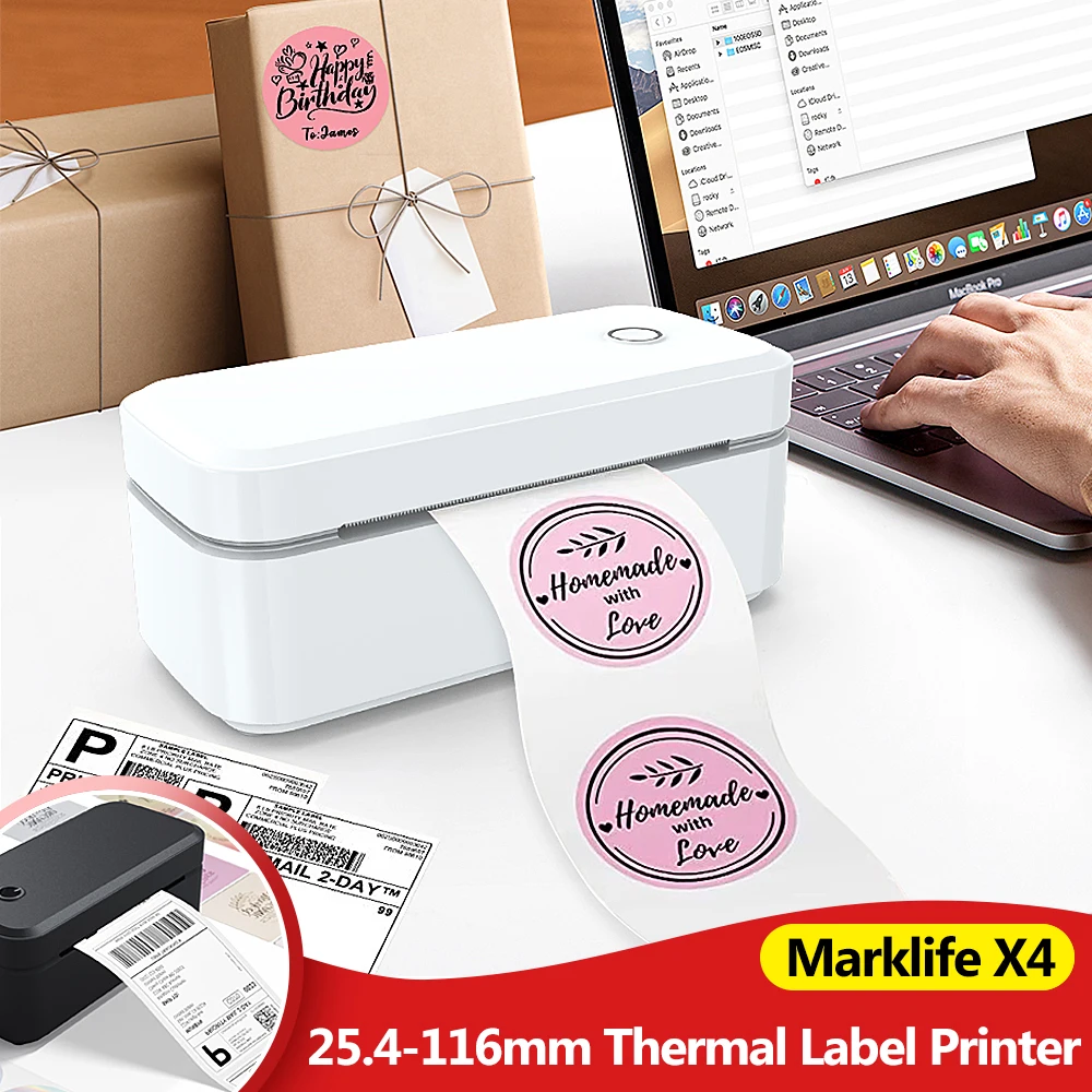 

Marklife X4 Bluetooth Thermal Label Maker Wireless Shipping Label Printer Compatible with iPhone Android Windows MAC Widely Used