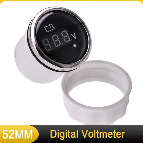 자동차 해양 보트 알람 게이지 2 ''52mm 디지털 전압계 방수 볼트 게이지 8-32V 액세서리 미터