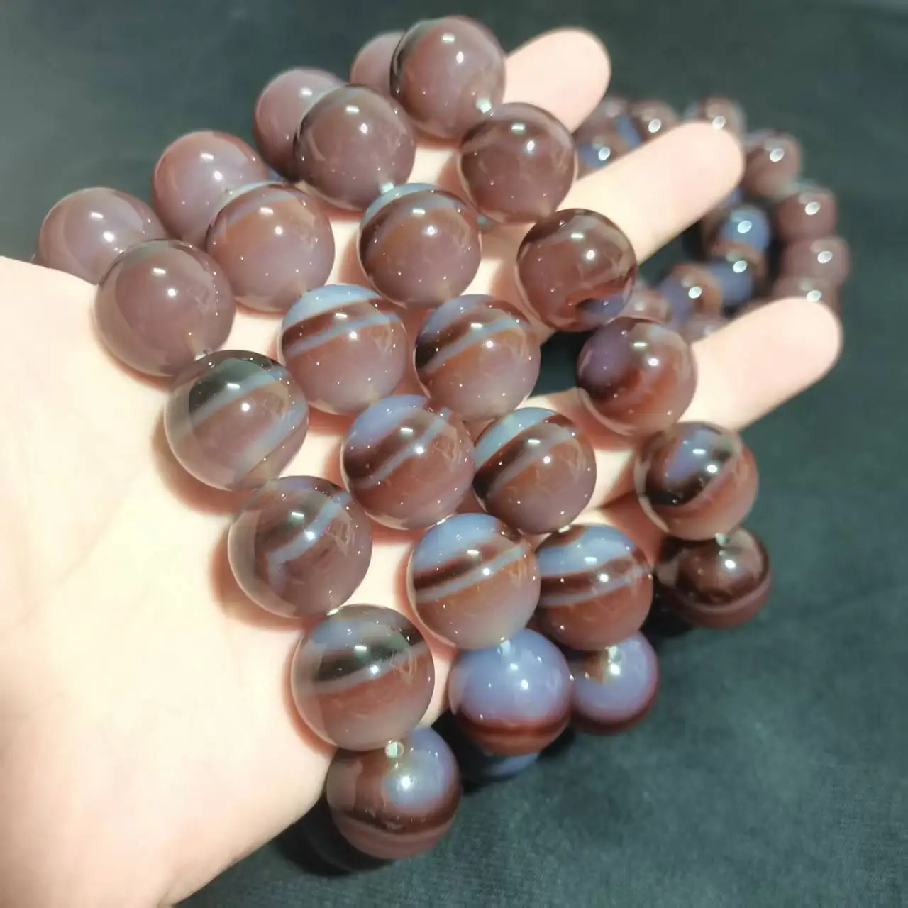 1pcs/lot 18mm size Natural Agate Bracelet Elastic Natural Gray Color fior Man and Women Fine Jewelry Free Shipping