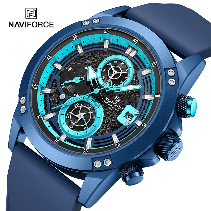 NAVIFORCE New Men Calendar Wristwatch Original Casual Sports Watches Waterproof Silicone Strap Quartz Chronograph Boyfriend Gift