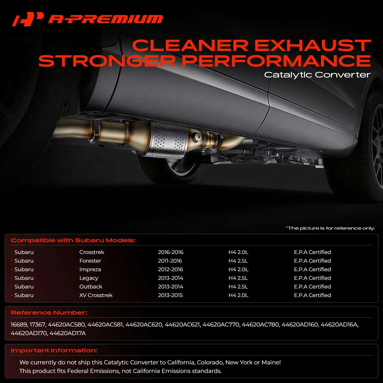 A-Premium Catalytic Converter for Subaru Outback Legacy 2013-2014 Forester 2011-2016 Impreza 2012-2016 Crosstrek 2016