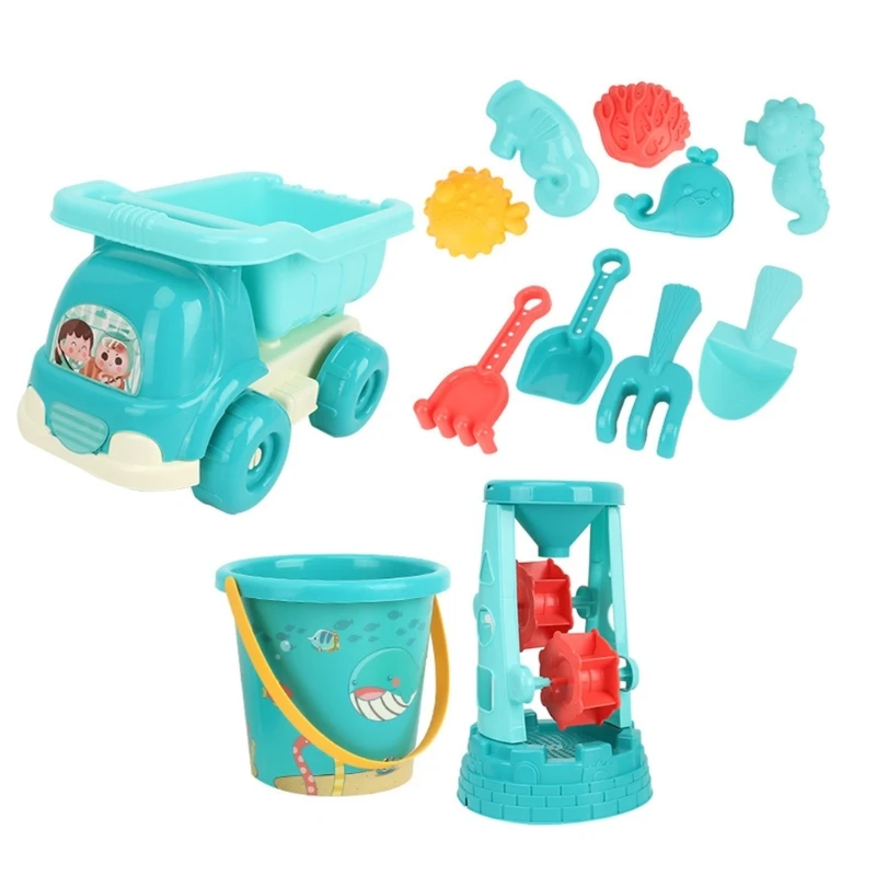 Sand Toy Beach Set 12 Pieces with Sand Wheel, Truck, Bucket, Shovel, Molds