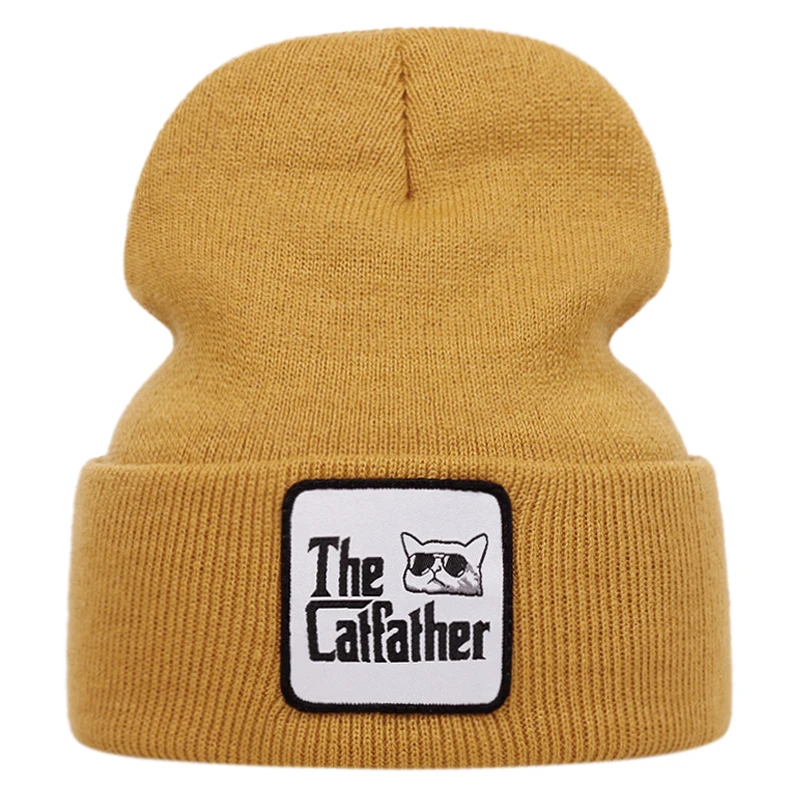 the cat father knitted beanie Winter women men outdoor warm hat