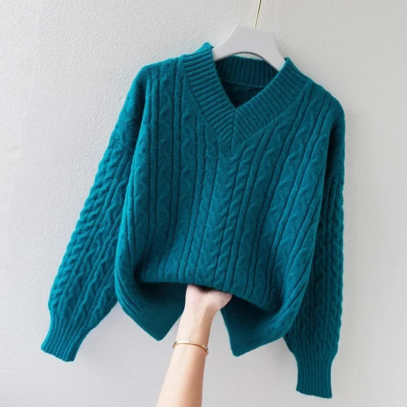 

Осенне-зимние трикотажные топы, модные женские обтягивающие эластичные повседневные трикотажные рубашки с длинными рукавами и v-образным вырезом, женские пуловеры, свитера