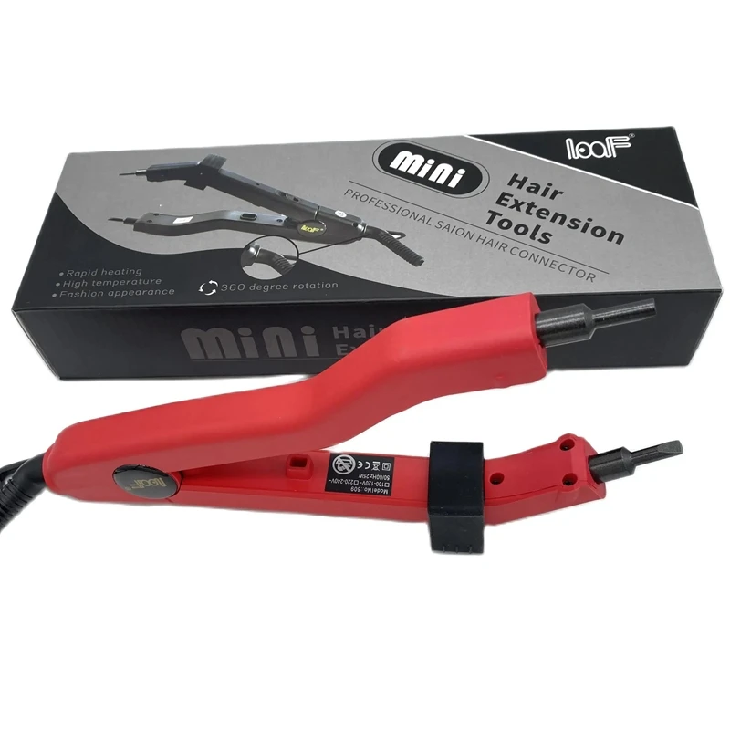EU plug Red JR609 Quality Black Heat Hair Connector Temperature Controllable Heat Iron Hair Extension Tools Kit image 6