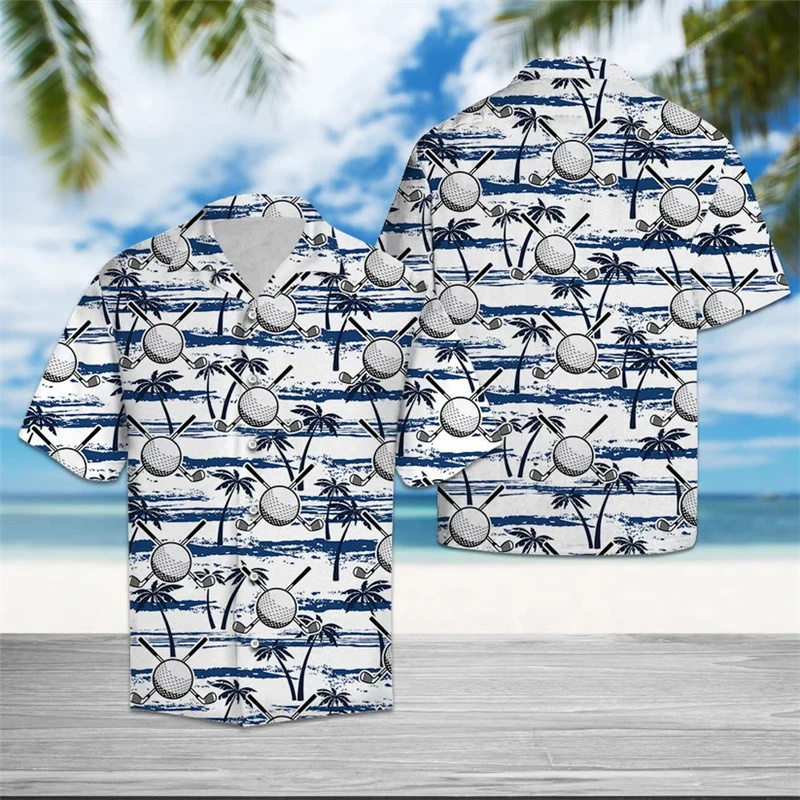 

Fashion Golf Graphic Hawaiian Shirts For Men Summer Casual Outdoor Wear 3D Printed Lapel Shirt Loose Breathable Button Blouses