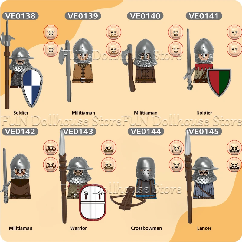 Balón militar Medieval, armadura de lancer de la milicia, figura de soldado, bloques de construcción, Castillo, Caballero, arquero, escudo de guerrero, juguete de ladrillos DIY