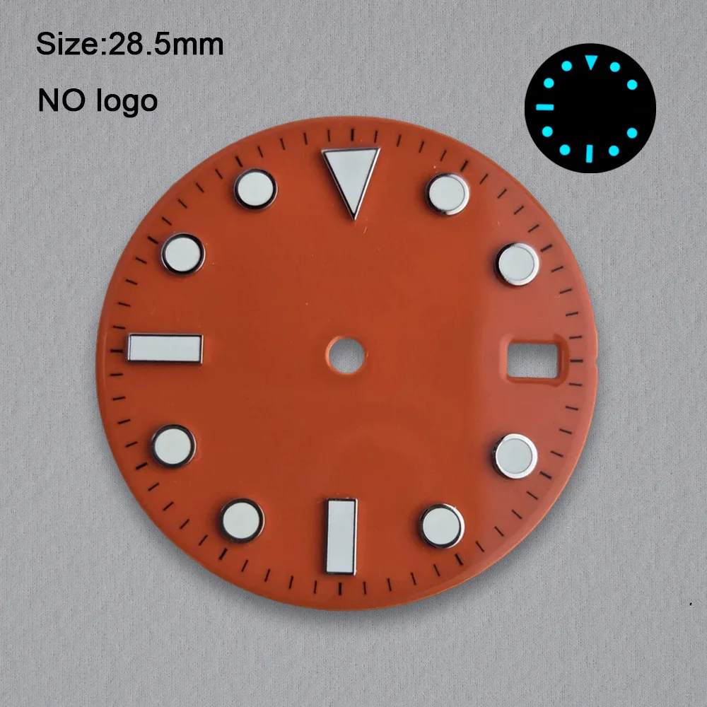 No Logo 28.5mm Blank Dial For NH35 Movement Ice Blue Luminous Custom Logo Watch Dials Hands Accessories Repair Tools