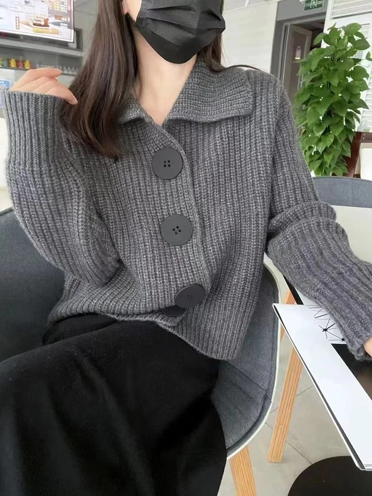 Loose Thick Women Cardigans Large Button Sweater Cardigan Knitted Sweater Autumn Winter Long Sleeve Tops jacket for Woman