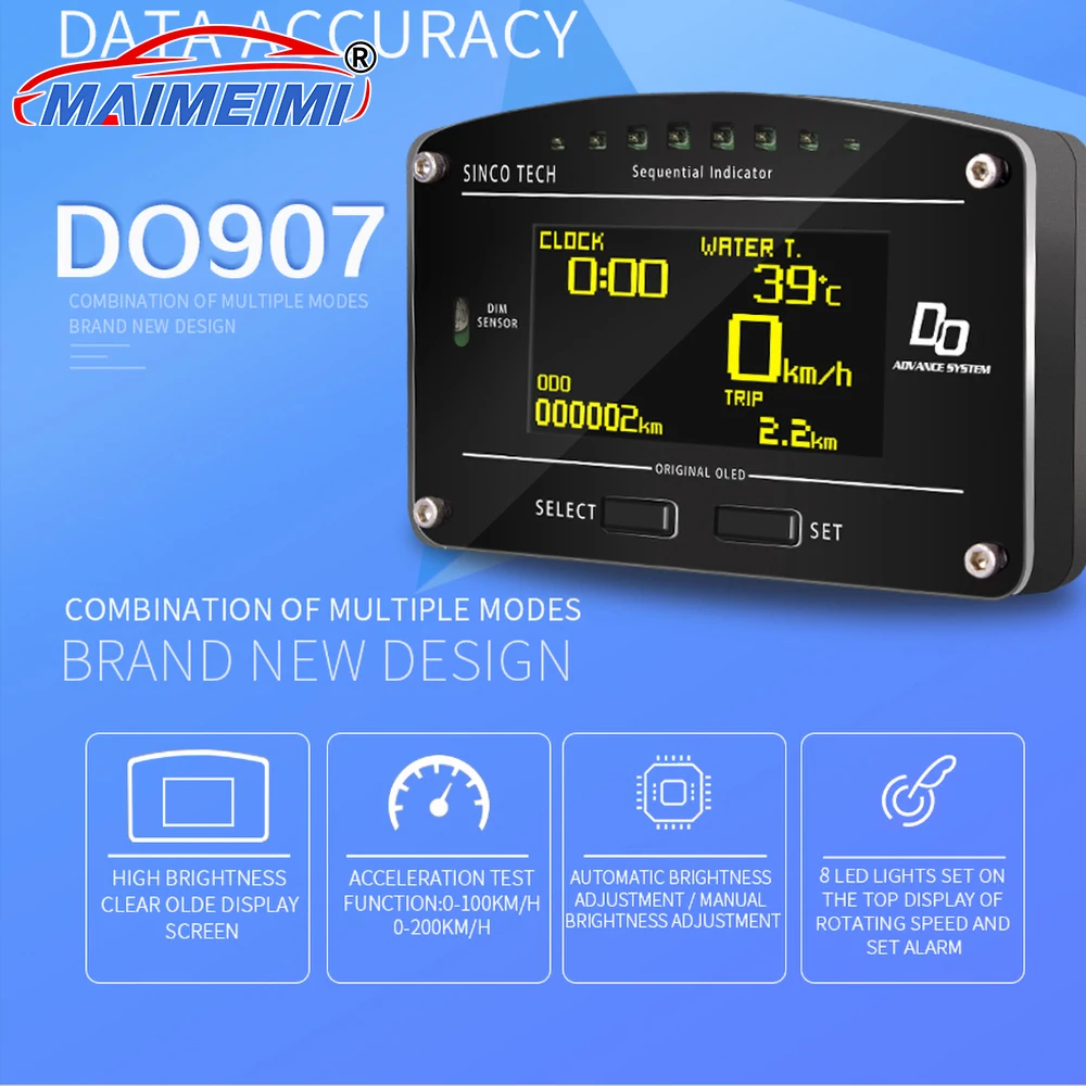 

12in 1 Race Dash Panels OLED Digital Display Full Sensor Kit Car Multi-Function Dashboard Fit for 12V Car