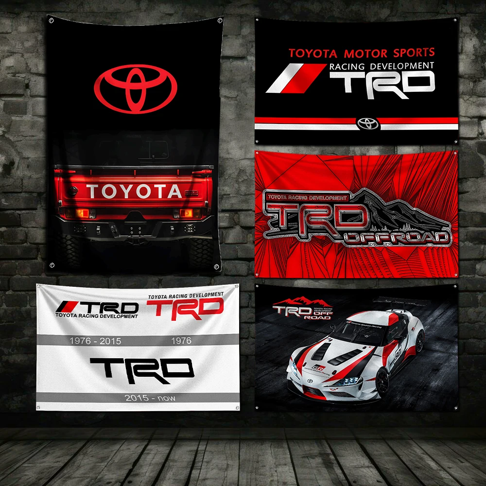 3x5 Ft Sports Car Flag Polyester Digital Printing Banner for TRD-toyotas-t Garage Wall Art Out Door Decoration With Grommets