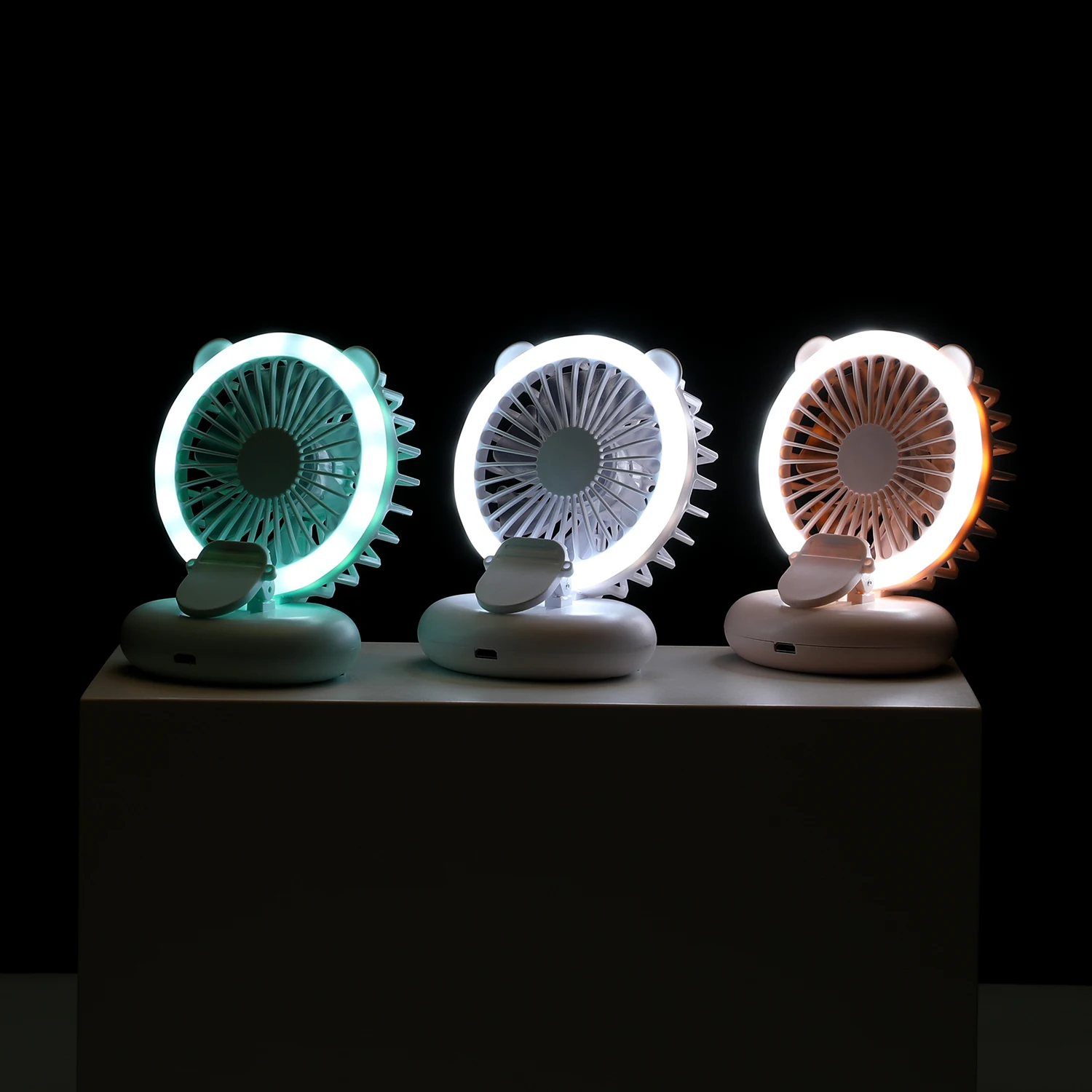 LED Portable Hand-held Fan Clip Lamp USB Foldable Charging Photo Fill Light Summer Mini Mobile Phone Bracket Three-speed Lights