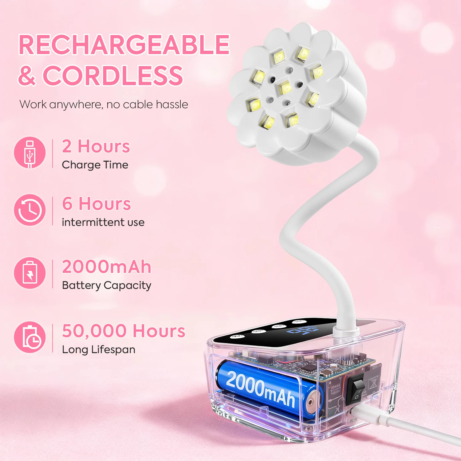 Draadloze Lotus-nagellamp LED UV-nageldroger Aanraakbediening Oplaadbaar nagellicht met automatische detectie Sneldrogend 360° °   Buigbaar