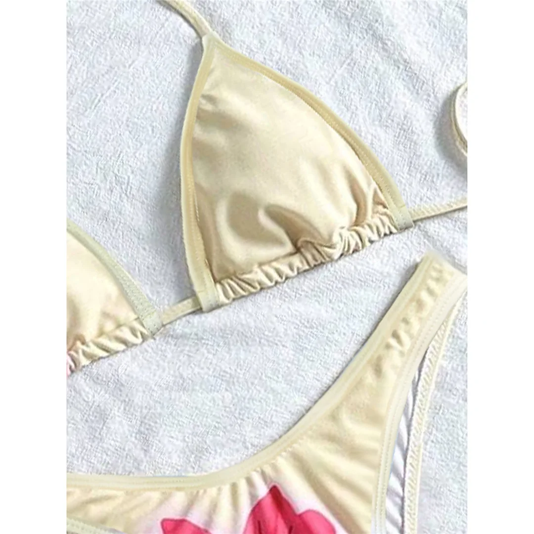 XS - L, mit Blumenmuster, Neckholder-Bikini, Damen-Badeanzug, dreiteiliges Bikini-Set, Damen-Badebekleidung, Badeanzug, Badebekleidung, Schwimmbekleidung V6800 – Detail 14