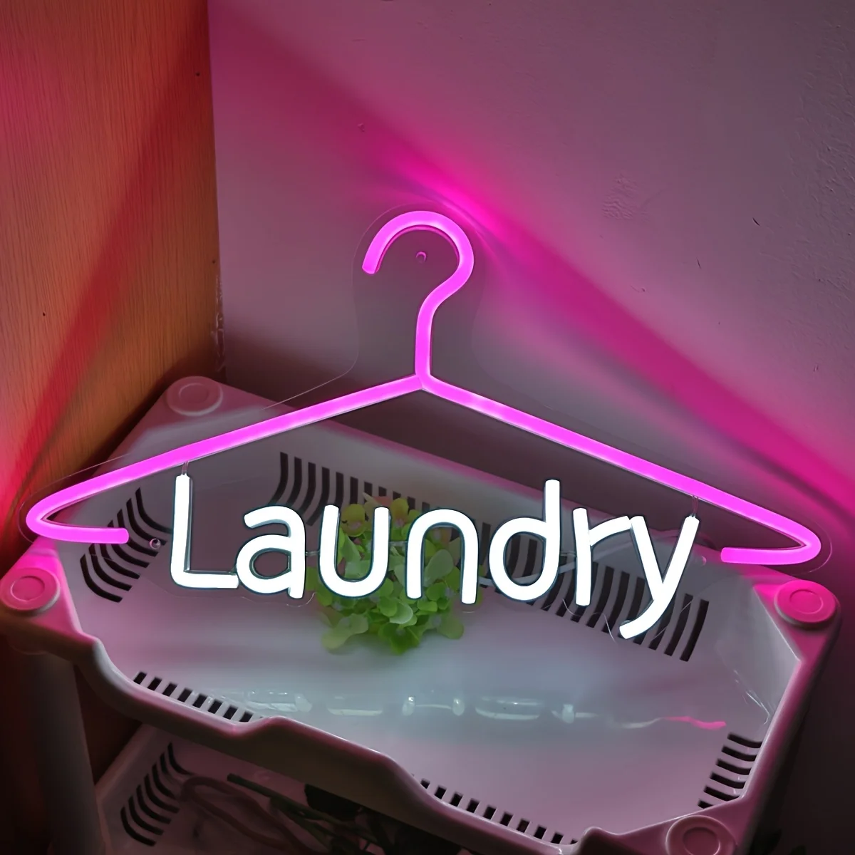 

Laundry Neon Sign Clothes Hanger Shaped LED Neon Light Wall Art Logo for Room Hotel Laundry Area Store Window Decor Dimmable